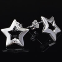 Brass Stud Earring Star real silver plated lead & cadmium free Sold By Pair