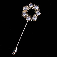 Rhinestone Brooch Zinc Alloy Flower gold color plated with rhinestone lead & cadmium free Sold By Bag