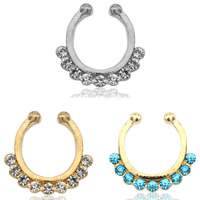 Zinc Alloy Nose Piercing Jewelry plated with rhinestone lead & cadmium free 20mm Sold By Bag