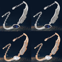 Crystal Bracelets Zinc Alloy with Crystal with 5cm extender chain Wing Shape plated faceted & with rhinestone lead & cadmium free 160mm Sold Per Approx 7 Inch Strand