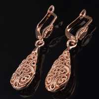 Brass Drop Earring Teardrop real rose gold plated hollow lead & cadmium free Sold By Pair