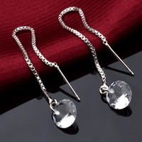 Brass Thread Through Earrings with Cubic Zirconia Diamond Shape real silver plated faceted lead & cadmium free 8mm Sold By Pair