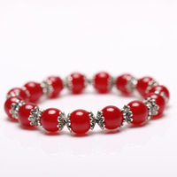 Red Agate Bracelets with Zinc Alloy Round antique silver color plated natural 10mm Length Approx 7 Inch Sold By Bag