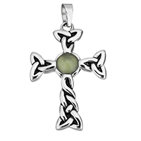 Natural Aventurine Pendants Stainless Steel with Green Aventurine Cross blacken Approx Sold By PC