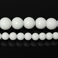 Perles en porcelaine blanche, Rond, naturel, normes différentes pour le choix & facettes, Trou:Environ 0.5-1.5mm, Vendu par Environ 15 pouce brin