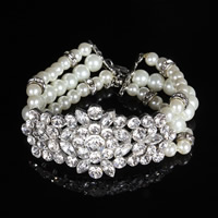 Bridal Bracelet Zinc Alloy with ABS Plastic Pearl & Crystal with 5cm extender chain platinum color plated for bridal & faceted & with rhinestone lead & cadmium free 30mm Sold Per Approx 7 Inch Strand