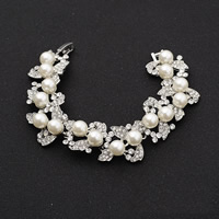 Bridal Bracelet Zinc Alloy with ABS Plastic Pearl platinum color plated for bridal & with rhinestone lead & cadmium free 21mm Sold Per Approx 6 Inch Strand