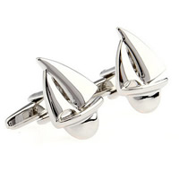 Cufflinks Brass Sail Boat platinum color plated nickel lead & cadmium free 10-20mm Sold By Pair