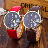 Unisex Wrist Watch PU Leather with zinc alloy dial & Glass stainless steel pin buckle gold color plated adjustable nickel lead & cadmium free 40mm 18mm Length Approx 9 Inch Sold By Lot