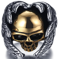 Stainless Steel Finger Ring for Men Titanium Steel Skull plated & for man 18-25mm Sold By Bag