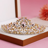 Bridal Tiaras Zinc Alloy with Crystal Crown gold color plated for bridal & faceted & with rhinestone lead & cadmium free Sold By Bag