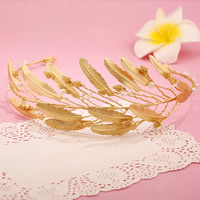 Bridal Tiaras Zinc Alloy with ABS Plastic Pearl Feather gold color plated for bridal lead & cadmium free Sold By Bag