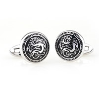 Cufflinks Brass Flat Round platinum color plated enamel nickel lead & cadmium free 10-20mm Sold By Pair