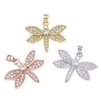 Cubic Zirconia Micro Pave Brass Pendant Dragonfly plated micro pave cubic zirconia nickel lead & cadmium free Approx Sold By PC