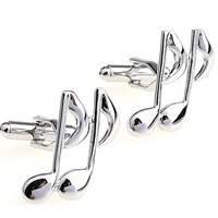 Cufflinks Brass Music Note platinum color plated nickel lead & cadmium free 10-20mm Sold By Pair