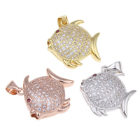 Cubic Zirconia Micro Pave Brass Pendant Fish plated micro pave cubic zirconia & hollow nickel lead & cadmium free Approx Sold By PC