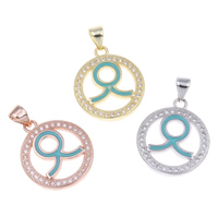 Cubic Zirconia Micro Pave Brass Pendant Taurus plated micro pave cubic zirconia & enamel nickel lead & cadmium free Approx Sold By PC