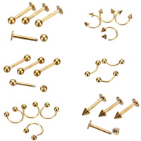 316L roestvrij staal Body Piercing sieraden set, gold plated, uniseks & gemengd, 9pC's/Lot, Verkocht door Lot