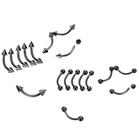 316L roestvrij staal Body Piercing sieraden set, zwart ionische, uniseks & gemengd, 10x1mm,3mm,10x1mm,3mm, 20pC's/Lot, Verkocht door Lot
