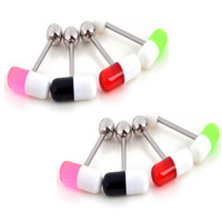 Stainless Steel Tongue Ring 316L Stainless Steel with Acrylic mixed colors 6mm Sold By Lot