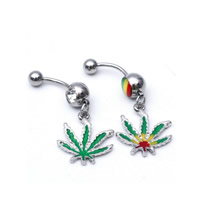 Stainless Steel Belly Ring 316L Stainless Steel enamel & with rhinestone & mixed 5mm 8mm Sold By Lot