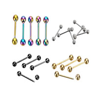 Stainless Steel Tongue Ring 316L Stainless Steel plated mixed colors 5mm Sold By Lot