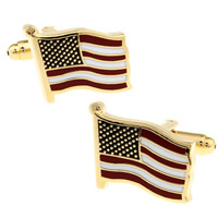 Cufflinks Brass Flag gold color plated enamel nickel lead & cadmium free 10-20mm Sold By Pair