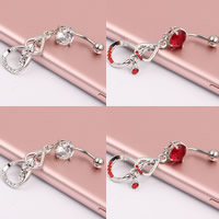 Stainless Steel Belly Ring Teardrop with rhinestone Sold By PC