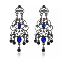 Acrylic Jewelry Earring Zinc Alloy with rubber earnut & Acrylic stainless steel post pin plumbum black color plated Bohemian style & with rhinestone nickel lead & cadmium free Sold By Pair