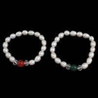 Freshwater Cultured Pearl Bracelet Freshwater Pearl with Crystal Rice natural & faceted 7-8mm Sold Per Approx 7 Inch Strand
