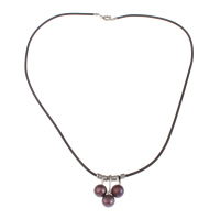 Přírodní Sladkovodní Pearl náhrdelník, s gumové šňůry & Mosaz, Brambor, platinové barvy á, s drahokamu, 8-9mm, Prodáno za Cca 16.5 inch Strand