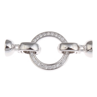 Brass Snap Clasp platinum color plated micro pave cubic zirconia nickel lead & cadmium free Approx 6-1.5mm Sold By PC