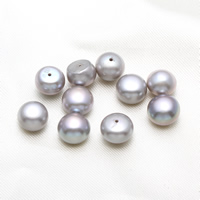 Perles nacres de culture d'eau douce demi percées , perle d'eau douce cultivée, bouton, semi-foré, violet foncé, 8.5-9mm, Trou:Environ 1mm, Vendu par paire