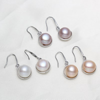 Gėlo vandens perlų auskarai, su Žalvarinis, platinos spalva padengtas, gamtos, daugiau spalvų pasirinkimas, 8-9mm, 11x26x8mm, Pardavė Pora