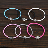cuir PU European Bracelet cordon, laiton Fermoir style European, bracelet tressé, plus de couleurs à choisir, 3mm, Vendu par Environ 7.5 pouce brin