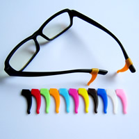 silicone Óculos Gancho de orelha, cores misturadas, 14x35mm, Buraco:Aprox 6x2.5mm, 100PCs/Bag, vendido por Bag
