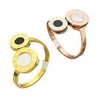 خاتم إصبع الفولاذ المقاوم للصدأ, مع الراتنج, مطلي, مع عدد الروماني & حجم مختلفة للاختيار & للمرأة, المزيد من الألوان للاختيار, 18mm, تباع بواسطة PC