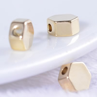 Grânulos de jóias de latão, cobre, Octagono, Ouro banhado 24K, Chumbo e cádmio livre, 5mm, Buraco:Aprox 1mm, 100PCs/Bag, vendido por Bag