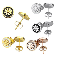 Stainless Steel Stud Earrings, with Resin, Flower, plated, more colors for choice, 10x10x15.50mm, Sold By Pair