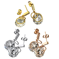 Cubic Zircon (CZ) Drop Earring Stainless Steel plated with cubic zirconia & faceted 25.5mm Sold By Pair