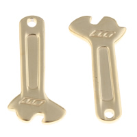 Jóias Pingentes de aço inoxidável, chave inglesa, cromado de cor dourada, 11x22x2mm, Buraco:Aprox 1mm, vendido por PC