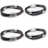 Men Bracelet Cowhide with Zinc Alloy platinum color plated for man Length Approx 6.7 Inch Sold By Lot