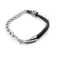 Men Bracelet PU Leather with Zinc Alloy twist oval chain & for man black Length Approx 6.7 Inch Sold By Lot