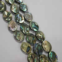 Perles coquillage d'ormeau, coquille d'ormeau, ovale plat, naturel, 12x16mm, Trou:Environ 1mm, Vendu par Environ 14.8 pouce brin