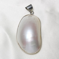 Natural White Shell Pendants with Brass platinum color plated Approx Sold By PC