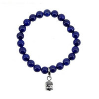 Wrist Mala Natural Lapis Lazuli with Zinc Alloy Buddha antique silver color plated charm bracelet & Buddhist jewelry & Unisex nickel lead & cadmium free 8mm Length Approx 7.5 Inch Sold By Lot
