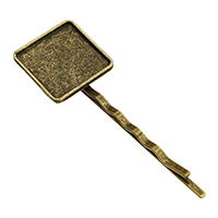 Hair Clip Findings Zinc Alloy Square antique bronze color plated nickel lead & cadmium free Inner Approx Sold By Lot