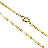 Naszyjnik łańcuch mosiężny, Mosiądz, Platerowane w kolorze złota, Valentino łańcucha & dla kobiety, bez zawartości niklu, ołowiu i kadmu, 5x2x1mm, sprzedawane na około 17.5 cal Strand