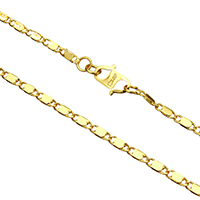 Naszyjnik łańcuch mosiężny, Mosiądz, Platerowane w kolorze złota, Valentino łańcucha & dla kobiety, bez zawartości niklu, ołowiu i kadmu, 6.30x2.30x1mm, sprzedawane na około 18 cal Strand