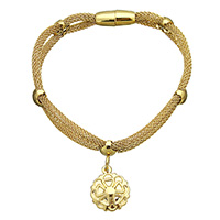 Stainless Steel Jewelry Bracelet Flower gold color plated charm bracelet & mesh chain & for woman 3mm Sold Per Approx 7.5 Inch Strand